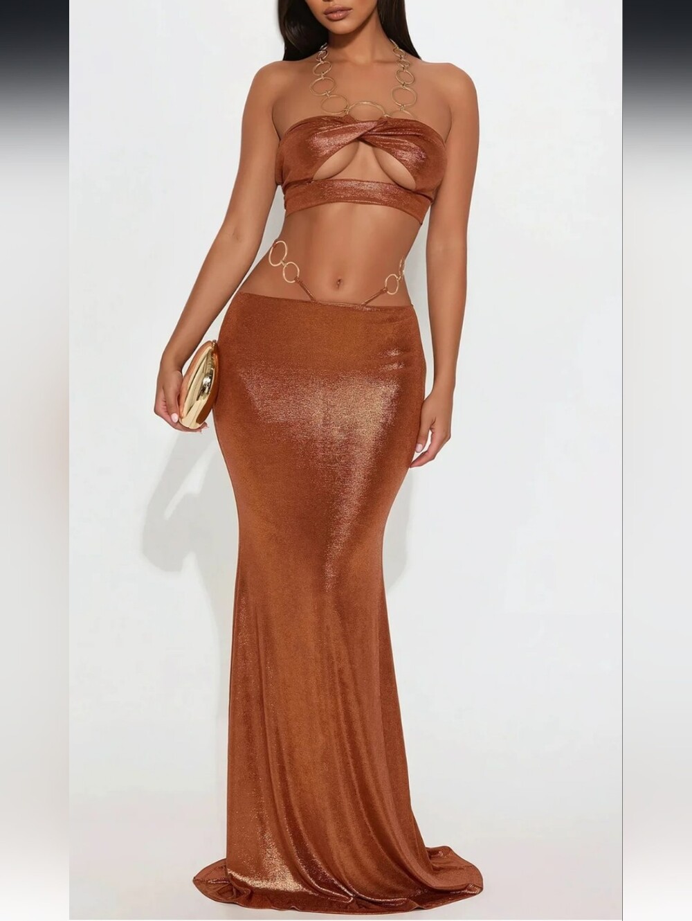 Metallic Maxi Dress Set